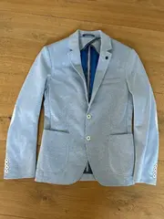 Vorschaubild 2 von MAN Herren Sakko Gr. 46 Blazer Freizeitjacke Hellblau Meliert
