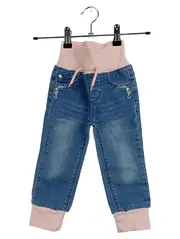 Vorschaubild 1 von Baby Jeans Mädchen Gr. 80 Blau Rosa Bauchbund High Waist