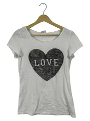 Vorschaubild 1 von Damen T-Shirt Gr. 36/S Weiß Herz Love Print Baumwolle