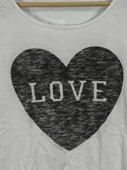 Vorschaubild 2 von Damen T-Shirt Gr. 36/S Weiß Herz Love Print Baumwolle