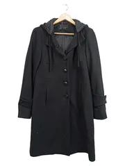Vorschaubild 1 von Damen Wintermantel mit Kapuze Gr. 38;M Schwarz Wolle Polyester Viskose