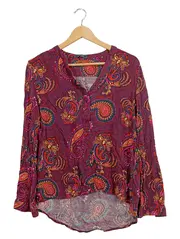 Vorschaubild 1 von Damen Bluse Paisley Lila Langarm Gr. 38/M Freizeit Viskose