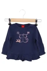 Vorschaubild 1 von Kinder Langarmshirt Gr. 68 Blau mit Katzen Motiv Rüschen