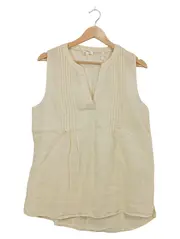 Vorschaubild 1 von Damen Bluse Leinen ärmellos V-Ausschnitt Beige Gr. 38/M