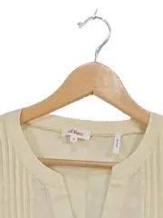 Vorschaubild 2 von Damen Bluse Leinen ärmellos V-Ausschnitt Beige Gr. 38/M
