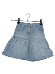 Vorschaubild 1 von Mini Mädchen Jeansrock Gr. 98 Blau Blumen Stickerei