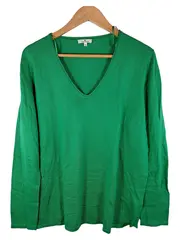 Vorschaubild 1 von Damen Pullover Grün Gr. 46 3XL V-Ausschnitt Basic