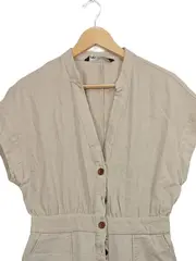 Vorschaubild 5 von Damen Jumpsuit Leinen Viskose Beige Gr. 38/M Casual Freizeit