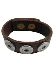Vorschaubild 1 von Lederarmband Braun 3 Chunk Druckknöpfe 24cm Casual