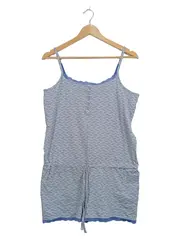Vorschaubild 1 von Damen Schlafanzug Jumpsuit Kurzoverall Gr. 40/42 Blau Gemustert