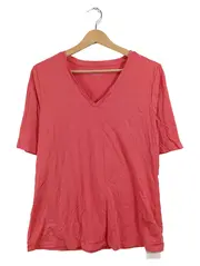 Vorschaubild 1 von Damen T-Shirt V-Ausschnitt Rosa Gr. M Basic Kurzarm Shirt