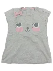Vorschaubild 1 von Mädchen T-Shirt Gr. 86 Grau Katzenmotiv Schleife