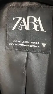 Vorschaubild 2 von Damen Kunstleder Blazer Cropped Jacke Schwarz Gr. XL 42