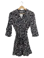 Vorschaubild 1 von Damen Blusenkleid Animal Print Schwarz Beige Gr. S 36