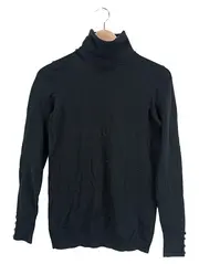 Vorschaubild 1 von Rollkragenpullover Damen Basic Baumwolle Langarm Schwarz S 36