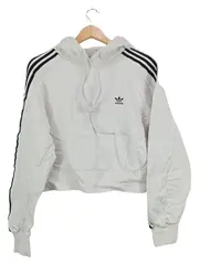 Vorschaubild 1 von Damen Hoodie Kapuzenpullover Gr. 36 Beige Sportlich Streifen Logo