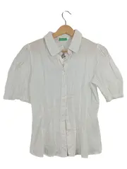 Vorschaubild 1 von Damen Bluse Kurzarm Weiß Gr. S Baumwolle