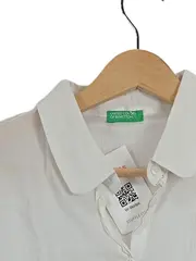 Vorschaubild 2 von Damen Bluse Kurzarm Weiß Gr. S Baumwolle