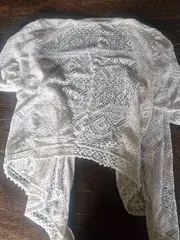 Vorschaubild 2 von Damen Strickjacke Häkel Kimono Einheitsgröße Beige Boho