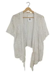 Vorschaubild 1 von Damen Strickjacke Häkel Kimono Einheitsgröße Beige Boho