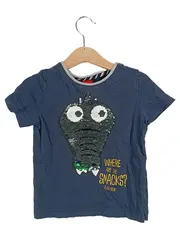 Vorschaubild 1 von Kinder T-Shirt Gr. 92-98 Blau Krokodil Pailletten Jungen Mädchen