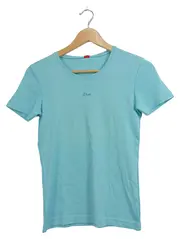 Vorschaubild 1 von Damen T-Shirt Basic Kurzarm Baumwolle Stickerei Türkis M