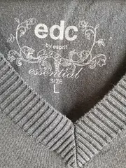 Vorschaubild 2 von Damen Pullover Gr. 40/L Grau V-Ausschnitt Casual Strickpullover