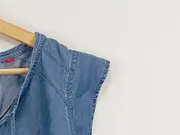 Vorschaubild 7 von Damen Hemdbluse ärmellos Uni Blau Gr. 42 Freizeit Casual