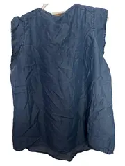 Vorschaubild 2 von Damen Hemdbluse ärmellos Uni Blau Gr. 42 Freizeit Casual