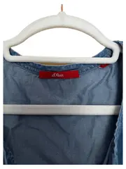 Vorschaubild 3 von Damen Hemdbluse ärmellos Uni Blau Gr. 42 Freizeit Casual