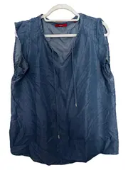 Vorschaubild 1 von Damen Hemdbluse ärmellos Uni Blau Gr. 42 Freizeit Casual