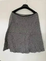 Vorschaubild 2 von Damen A-Linienrock Gr. 38 Schwarz Weiß Geometrisch Baumwolle