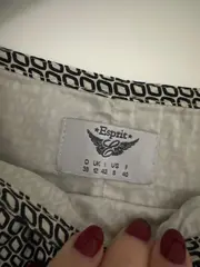 Vorschaubild 3 von Damen A-Linienrock Gr. 38 Schwarz Weiß Geometrisch Baumwolle