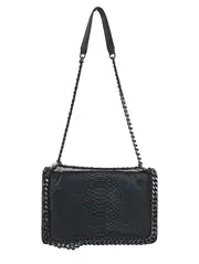 Vorschaubild 1 von Damen Umhängetasche Schwarz Leder Schlangenmuster Kettenriemen Elegant