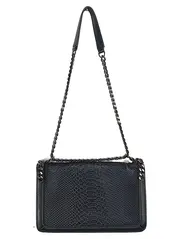 Vorschaubild 2 von Damen Umhängetasche Schwarz Leder Schlangenmuster Kettenriemen Elegant