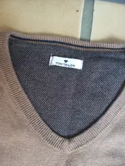 Vorschaubild 2 von Herren Pullover Gr. 50/L Braun Casual V-Ausschnitt Baumwolle