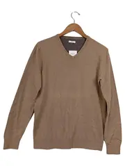 Vorschaubild 1 von Herren Pullover Gr. 50/L Braun Casual V-Ausschnitt Baumwolle
