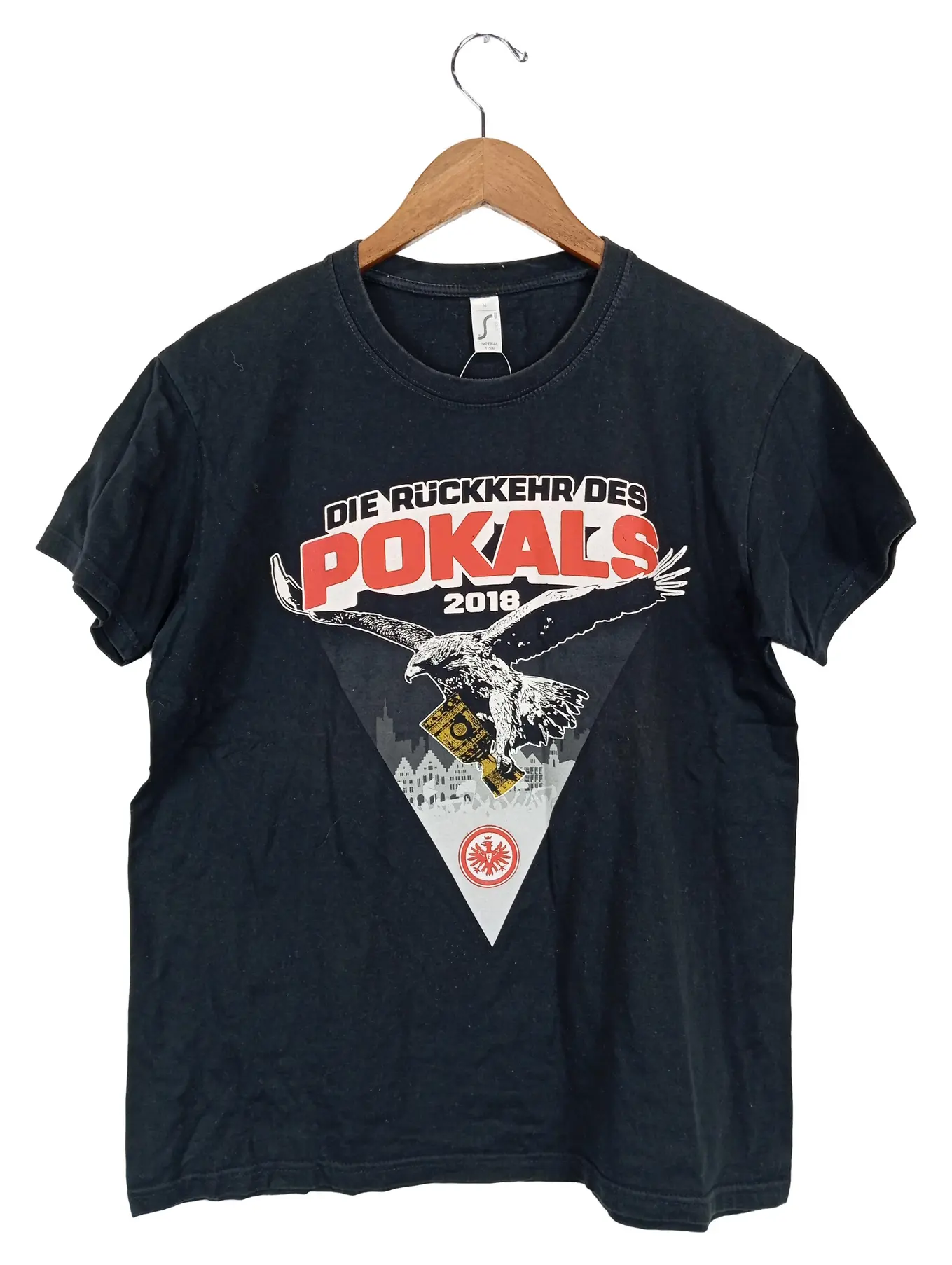 SOL'S Eintracht Frankfurt T-Shirt Herren Gr. M Schwarz Pokal 2018 Adler Fanartikel