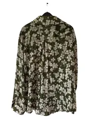 Vorschaubild 2 von Damen Bluse Blumenmuster Grün Weiß XS Langarm Freizeit