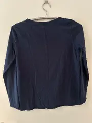 Vorschaubild 2 von Damen Langarmshirt Blau Gr. M Basic Baumwolle Rundhals