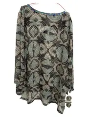 Vorschaubild 2 von Damen Bluse Gr. 38/M Mehrfarbig Bohemian Pailletten Langarm