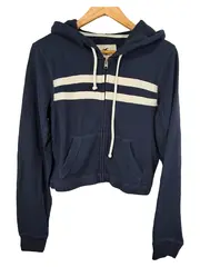 Vorschaubild 1 von Damen Sweatjacke Kapuze Reißverschluss Cropped Navy Blau Gr. M