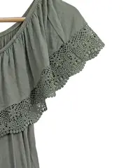 Vorschaubild 2 von Damen Freizeitkleid Gr. 38/M Oliv Casual Bohemian Spitze