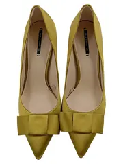 Vorschaubild 2 von Basic Damen Pumps Schleife Satin Gelb Gr. 40 Stiletto Absatz
