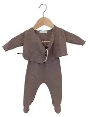 Vorschaubild 1 von Twin Set Kinder Gr. 56 Braun Strick Klassisch Baby Set Strampler Jäckchen