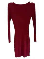 Vorschaubild 2 von Damen Strickkleid Rot Gr. 36/S Modern Rippstrick Cut-Out