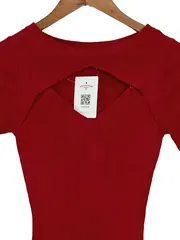 Vorschaubild 3 von Damen Strickkleid Rot Gr. 36/S Modern Rippstrick Cut-Out