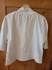 Vorschaubild 2 von Damen T-Shirt Stehkragen Weiß Gr. M 3/4-Arm Baumwolle