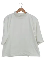 Vorschaubild 1 von Damen T-Shirt Stehkragen Weiß Gr. M 3/4-Arm Baumwolle