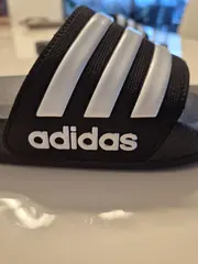 Vorschaubild 3 von Adilette Shower Badeschuhe Kinder Gr. 34 Grau Weiß Streifen